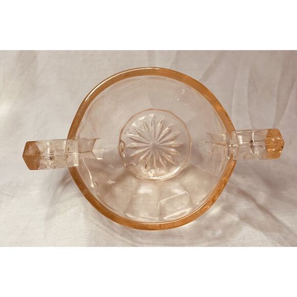 Anchor Hocking Pink Depression Glass Sugar Bowl Dish Vintage Small Two Handles - Picture 2 of 6